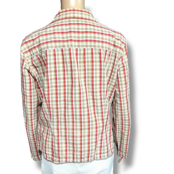 Vintage Dockers Womens Plaid Button Down Blouse Shirt Top Red Brown Medium - Picture 5 of 14